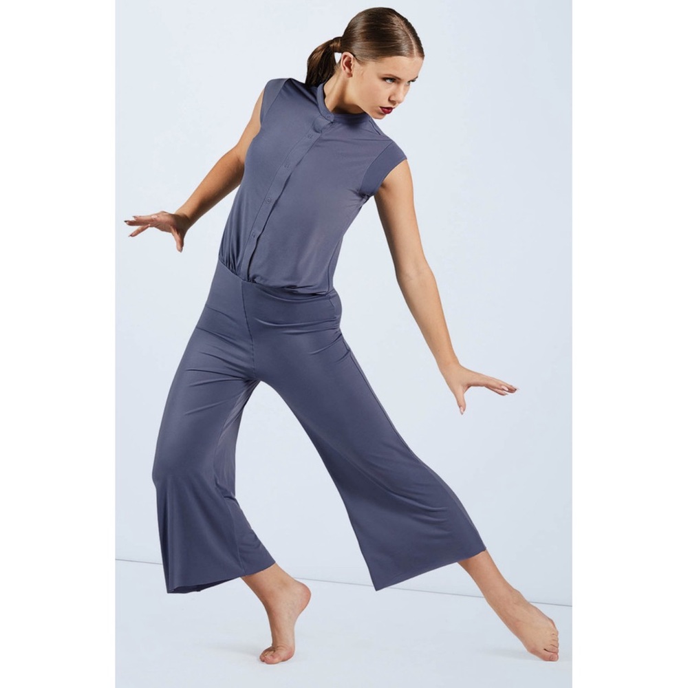 Balera | Snap Front Jumpsuit Sleeveless Wide Leg Modern Storm Blue, Size LC